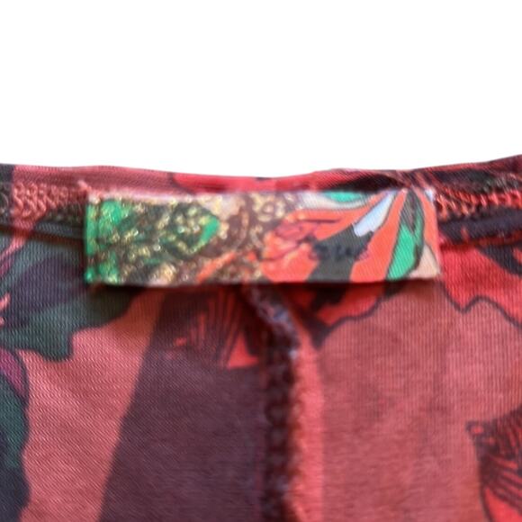 Fave Rust Sublimation Print Slinky Knit Dress Size Medium Mini 3/4 Sleeves Y2K - Picture 5 of 9